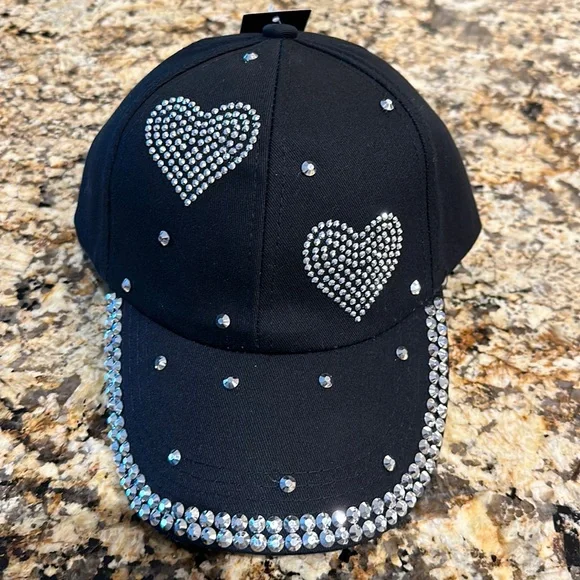 NWT black and rhinestone cap - Picture 1 of 4